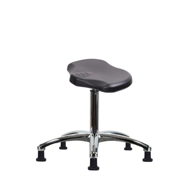 Blue Ridge Ergonomics Poly ESD Ray Stool Chrome-Medium Bench Height with ESD Stationary Glides in ESD Black Poly ESD-PRPMBSL-CR-NF-EG - main