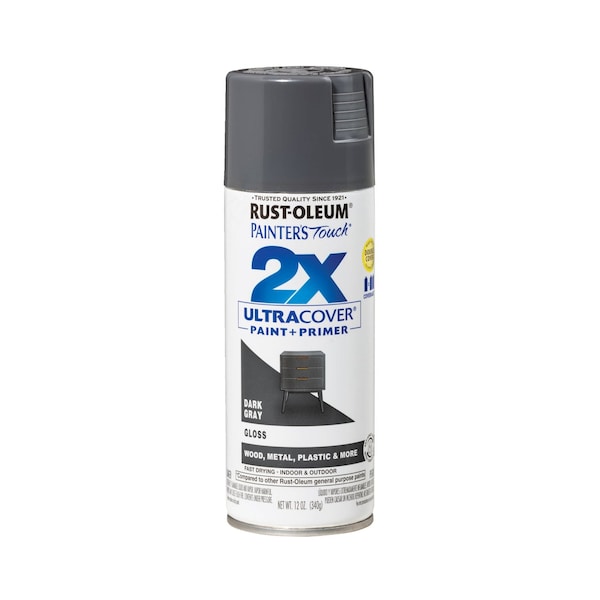 Rust-Oleum General Purpose Spray Paint, Dark Gray, Gloss, Solvent, 12 Oz 334031 - main
