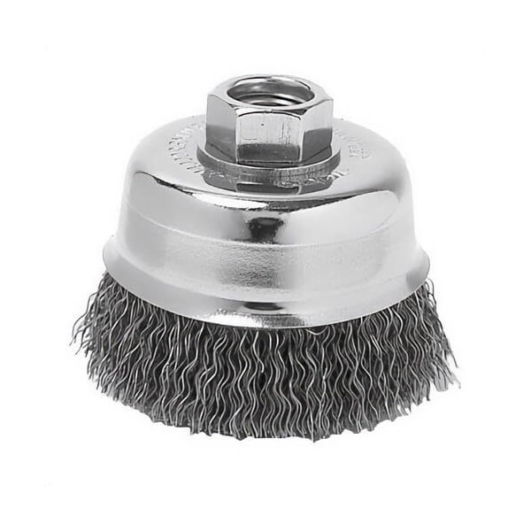 Metabo Wire Cup Brush, 2-3/4 in dia Brush, 5/8-11 Arbor Hole, 0.02 in dia Filament/Wire, Twist Knot 623804000 - main