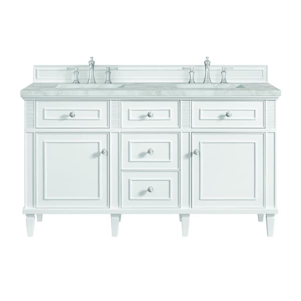 James Martin Vanities Lorelai 60'' D Vanity, Bright White w/ Victorian Sil Silestone Top w/FreePower Wireless Charger 424-V60D-BW-FVSL - main