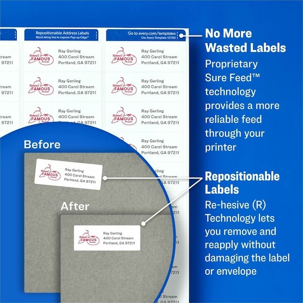 Avery Shipping Label, Paper, White, PK2 AVE58163 - main