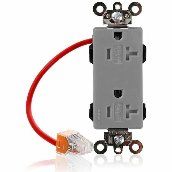 Leviton Straight Blade Receptacle, 5-20R, 20 A, 125V AC, Flush Mount, Self-Grounded MT163-SCG - main