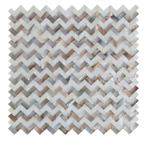 Apollo Tile Brown White 11.1 in x 11.2 in Shell Polished Floor and Wall Mosaic Tile 17.27 sqft/case, 20PK APLJWS8808A - main
