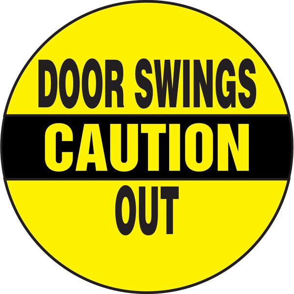Accuform CAUTION DOOR SWINGS OUT, Adhesive Dura-Poly, 6 in x 6 in, Adhesive LABR617XVE - main