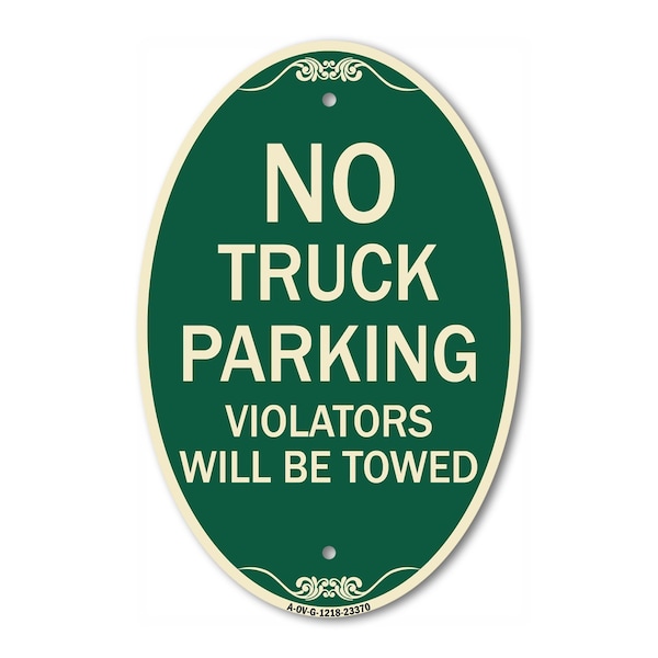 Signmission Parking Restriction Sign No Truck Parking Vio, 12 In X 18 In Architectural, Heavy Gauge Aluminum A-OV-G-1218-23370 - main