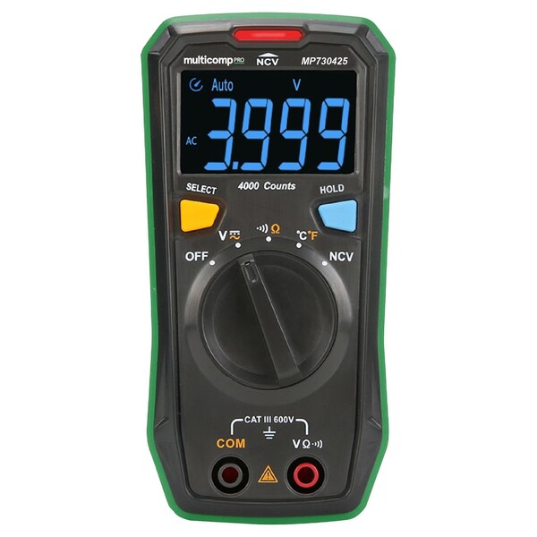 Multicomp Pro Handheld Digital Multimeter, AC/DC Voltage, Resistance, Temperature, 3.5, 4000, Auto, Manual MP730425 - main