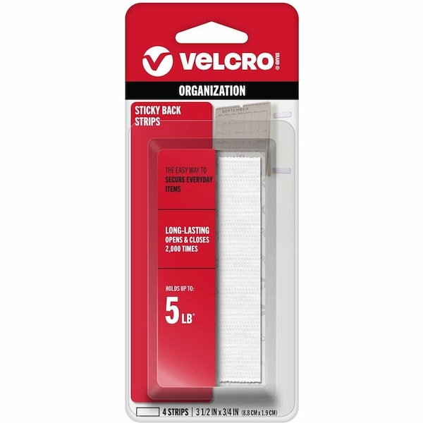 Velcro Brand Sticky Back Small/Medium Nylon Hook and Loop Fastener 3-1/2 in. L 4 pk 90076 - main