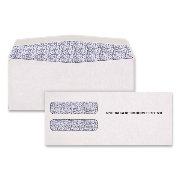 Adams Business Forms Gummed Seal Double-Window Security Tint Envelopes, 3-Up 1099-NEC, 9 x 3.75, White, 100PK DW3-S - main