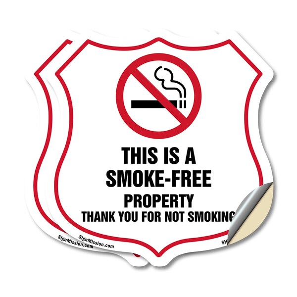 Signmission No Smoking Shield Sign This Is A Smoke F, 18 inch X 18 inch, Vinyl Decal, 2PK SHI-D-2PACK-18-401 - main