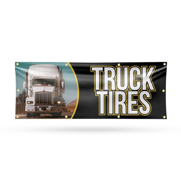Signmission Semi Truck Tires, 36 Inch x 96 Inch, Vinyl Banner B-96-30851 - main