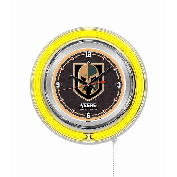 Holland Bar Stool Co Vegas Golden Knights Double Neon 15" Clock, NHL Clk15LVGdKn - main