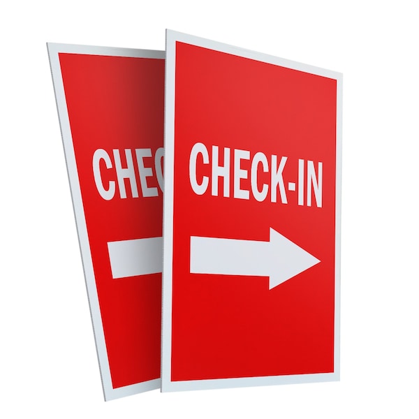 Signmission Check-in With Arrow, Plastic Signs Only 24 Inch x 36 Inch, Corrugated Plastic, 2PK CSB-2436-2PACK-Check-in With Arrow - main