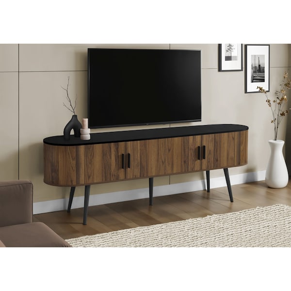 Monarch Specialties TV Stand, 72'', Console, Walnut Laminate, Black Laminate, Contemporary I 2798 - main
