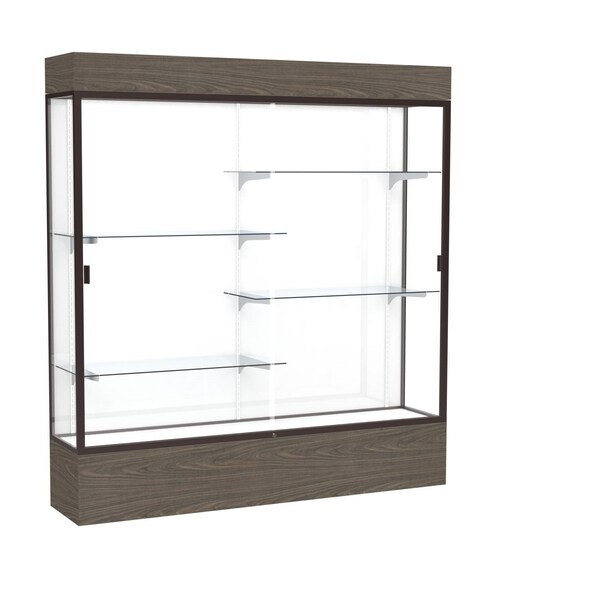 Ghent Lighted Floor Display Case 72x80x16, White, Dark Bronze 2176WB-BZ-WV - main