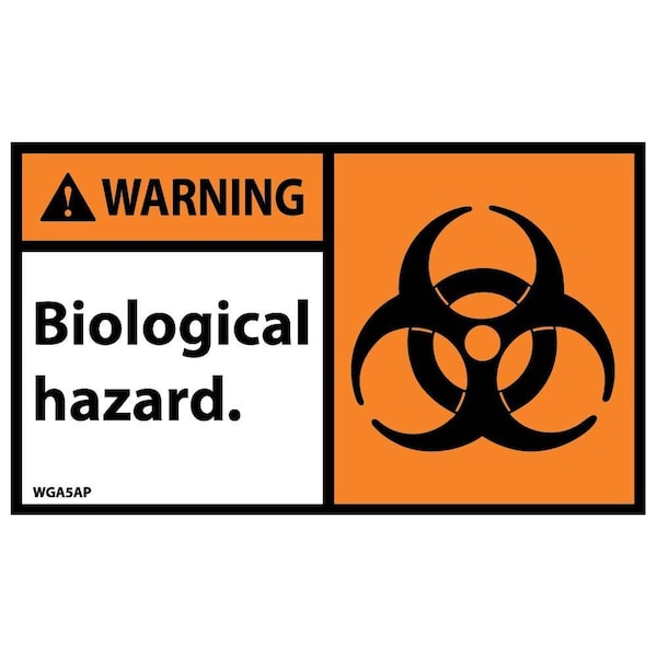 Nmc Warning Biological Hazard Label, Pk5 WGA5AP - main