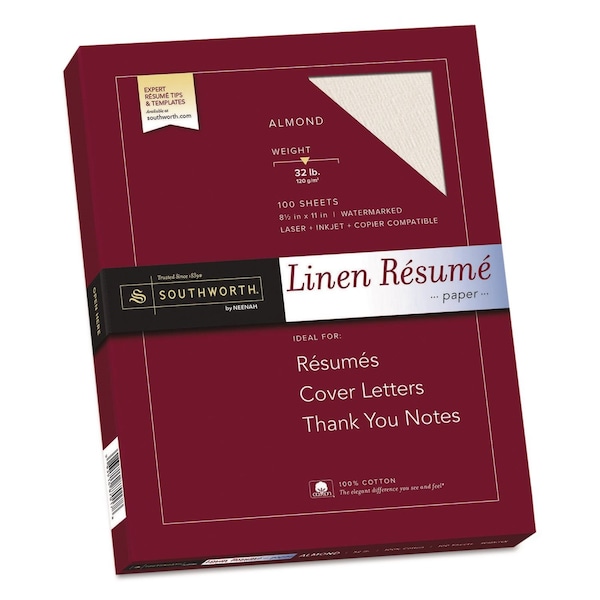 Southworth Paper, Resume Linen, 32No, Almond, PK100 RD18ACFLN - main