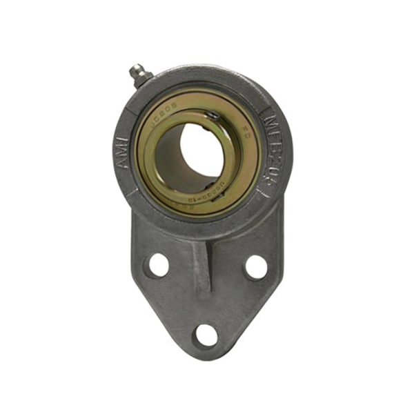 Ami Bearings SINGLE ROW BALL BEARING - 40MM ZINC WIDE SET SCREW STAINLESS 3-BOLT FLANGE UCMFB208MZ2 - main