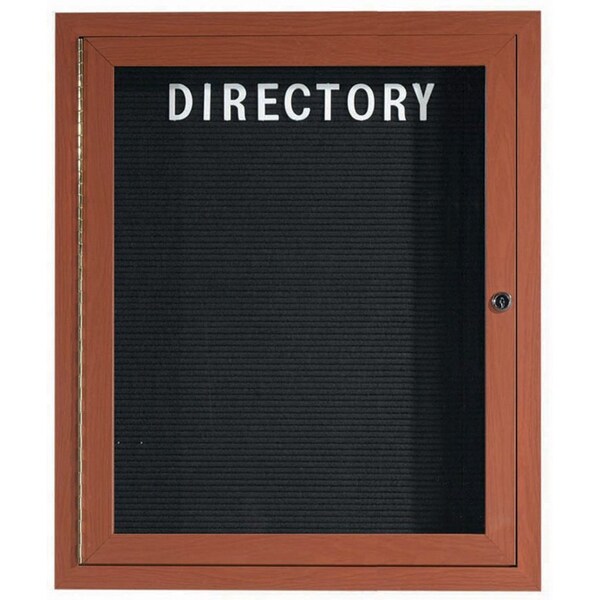 Aarco Enclosed Letter Board Directory w/ Aluminum Oak Wood Look Finish Frame, 36''Hx30''W, 1 Door Unit ADCO3630R - main