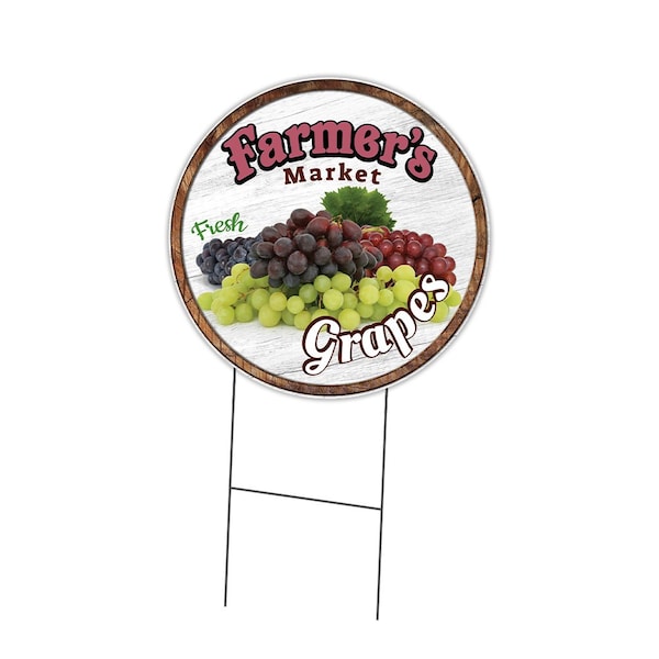 Signmission Farmers Market Grapes Double Sided Corrugated Plastic Circle Yard Sign, C-24-CIR-DS-WS- Grapes C-24-CIR-DS-WS- Grapes - main