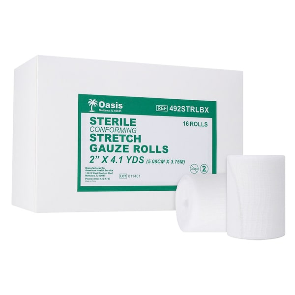 Oasis Sterile Stretch Gauze Rolls, 2"x4.1 Yards, 16PK 492STRL - main