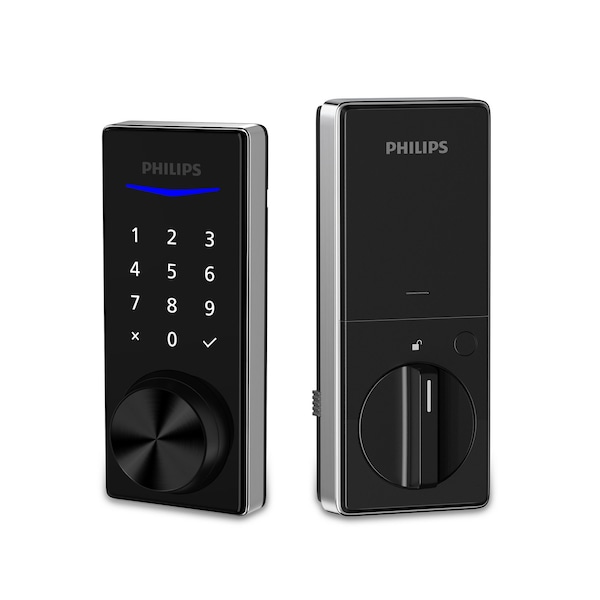 Philips Home Access 1000 Series Matte Black Single Cylinder Electronic Deadbolt with Keypad Touchscreen DDLOM1010X-15H-SN - main