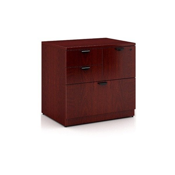 Boss 31" W 4 Drawer Combo File Cabinet, Mahogany, Letter/Legal N114-M - main