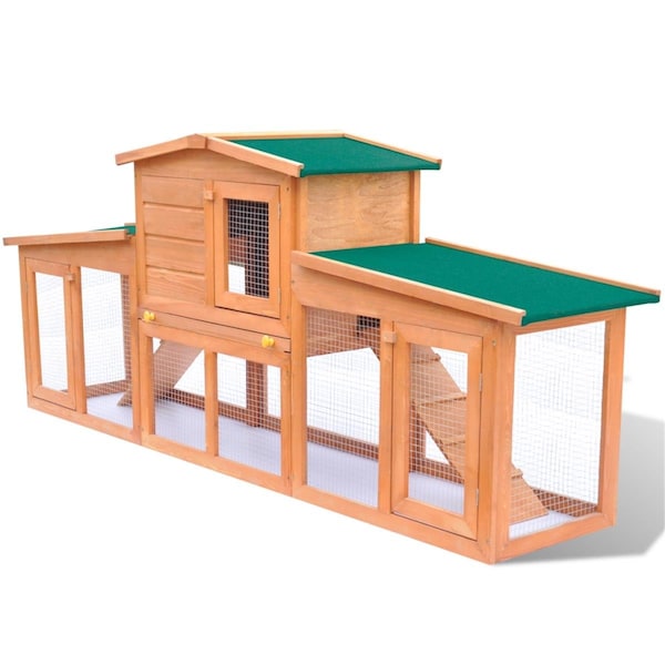 Petpurifiers 75 in. Chicken Coop Small Animal House Large Rabbit Hutch Pet Cage with 2 Runs - Wood PE2629185 - main