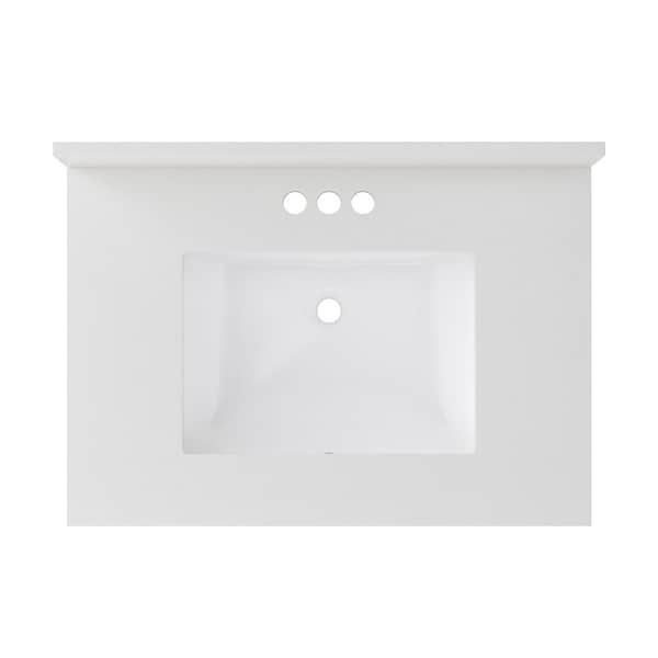 Craft + Main Vanity Top, 22 in OAL, 31 in OAW, Ceramic/Quartz, Snow White, Undermount Sink, 1-Bowl QZ31224SWR - main