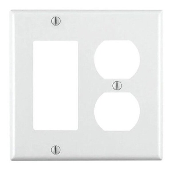 Leviton Leviton White 2 gang Thermoset Plastic Decorator/Duplex Wall Plate 1 pk 80455-00W - main