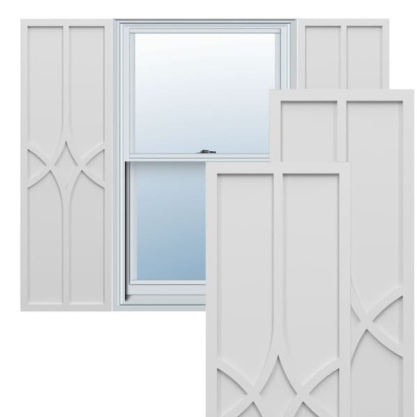 Ekena Millwork True Fit PVC Cedar Park Fixed Mount Shutters, White, 18W x 74H, PR TFP001CP18X074WH - main