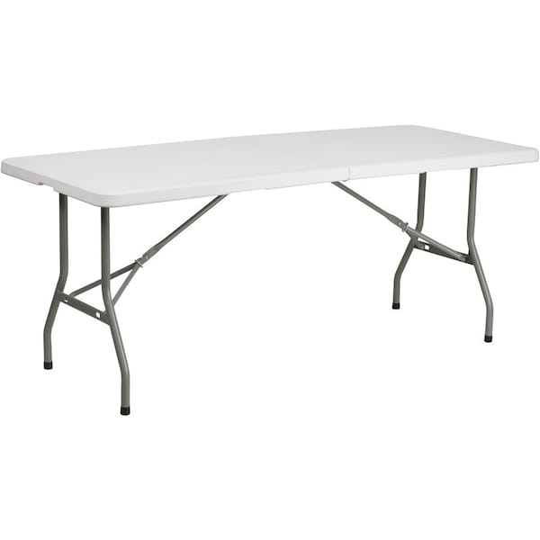Flash Furniture Rectangle Folding Table, Plastic Top, White RB-3072FH-GG - main
