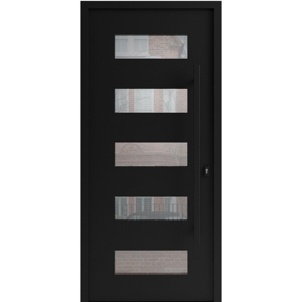 Vdomdoors Aluminum Door Iron 0255 Black Entry Steel Metal Classic Painted 36 x 80 (36 x 80)-Left Inswing IRON0255EXD-BLK-W36xH80-LH-I - main
