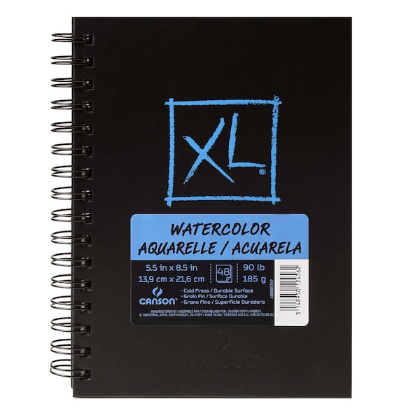 Canson XL Series Watercolor Art Book, Midweight White Paper, Side Wire Binding, 48 Sheet, 5.5X8.5 inch C400085769 - main