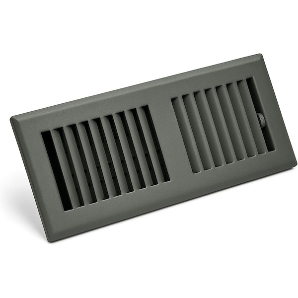 Sierra Grates 4 in. H X 14 in. W 2-Way 45 Degree Louvered, Steel, Granite Grey Floor Register TWF414-GRY - main