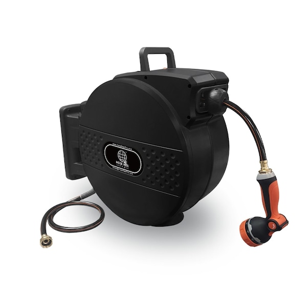 Queue Solutions Retractable Garden Hose Reel 100 ft, Black GHR-1/2-BK-100 - main