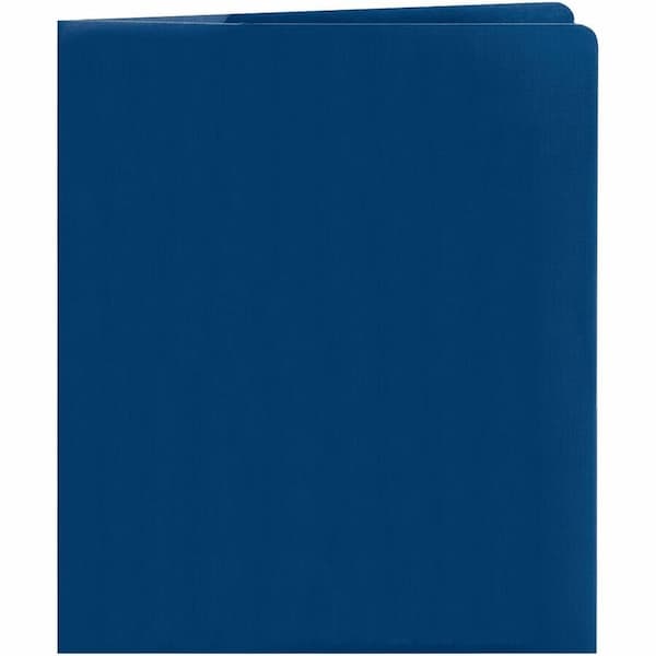 Smead Lockit Two-Pocket Folder, Leatherette Stock, 11 x 8-1/2, Dark Blue, 25/Box 87982 - main