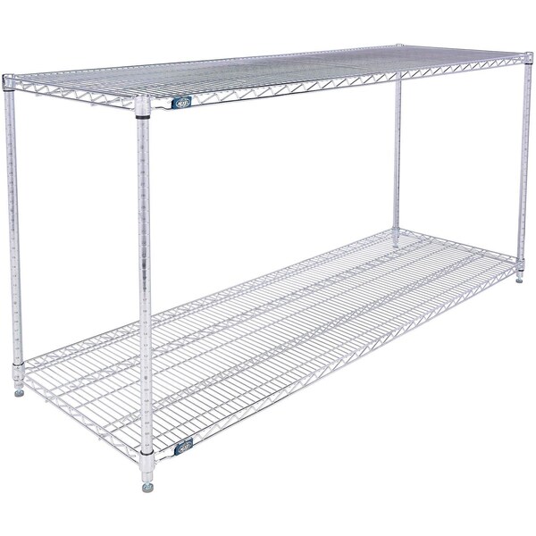 Global Industrial Nexel 2 Shelf, Stainless Steel Wire Shelving Unit, Starter, 72"W x 21"D x 34"H B3149627 - main
