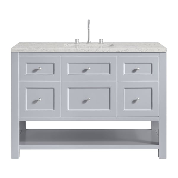 James Martin Vanities Breckenridge 48in Single Vanity, Serenity Blue, w/ 3 CM Eternal Jasmine Pearl Quartz Top 330-V48-SRB-FEJP - main
