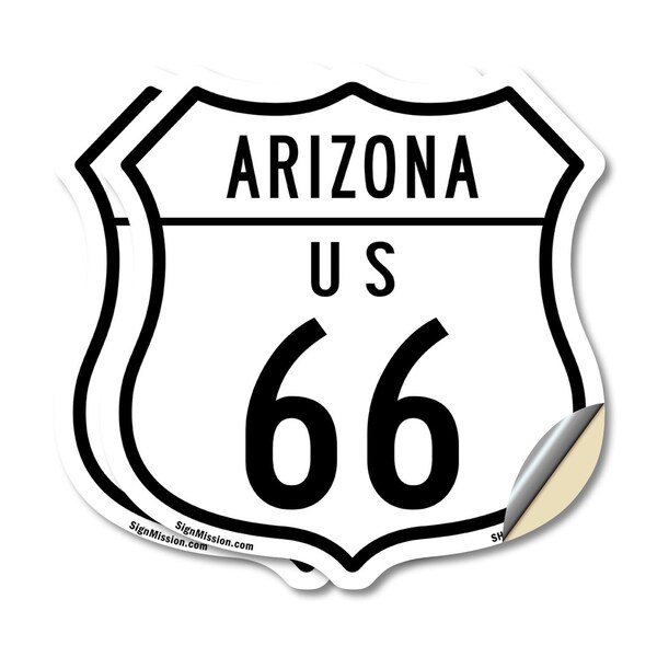 Signmission Arizona Route Marker Shield Sign Us 66, 12 inch X 12 inch, Vinyl Decal, 2PK SHI-D-2PACK-12-360 - main