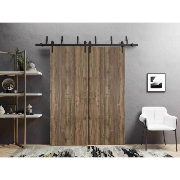 Sartodoors Barn Bypass Doors with 6.6ft Hardware, Planum 0010 Walnut, Sturdy Heavy Duty Rails Kit Steel Set, D PLANUM0010BBB-WLN-36 - main