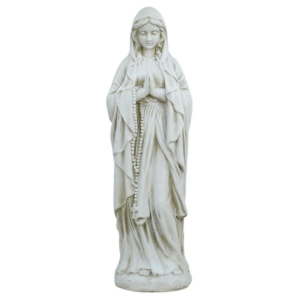 Alpine Fiberglass/MGO Gray 30 in. Praying Madonna Statue MCC922 - main