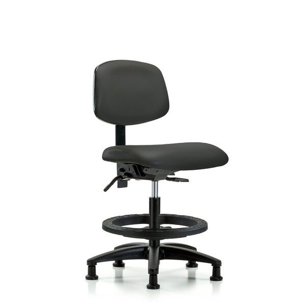 Blue Ridge Ergonomics Chair, Vinyl, Med Bench, BF Glides, Gry, No Arms, 22" to 29" Height, Charcoal BR-VMBCH-RG-T0-A0-BF-RG-8605 - main