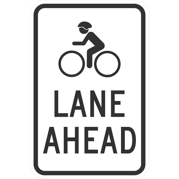 Lyle Lane Ahead (With Man Riding Bike Symbol), 12x18, Diamond Grade, White G-3023-DG_12x18 - main