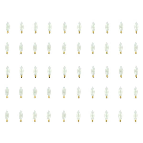 Bulbrite 25w B8 Clear Dimmable (E12) Candelabra Screw Base, Warm Wht Lght Incandescent Lght Bulb, 2700K, 50PK 861075 - main