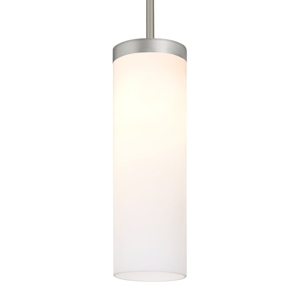 Besa Lighting Friz Stem Pendant, Opal Glossy, Satin Nickel Finish, 1x9W LED 1TT-FRIZOG-LED-SN - main