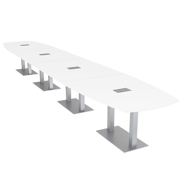 Skutchi Designs Arc Rectangle Meeting Room Table, 45 in W, 240 in L, White HAR-AREC-48X240-DOU-W960-ESIL - main
