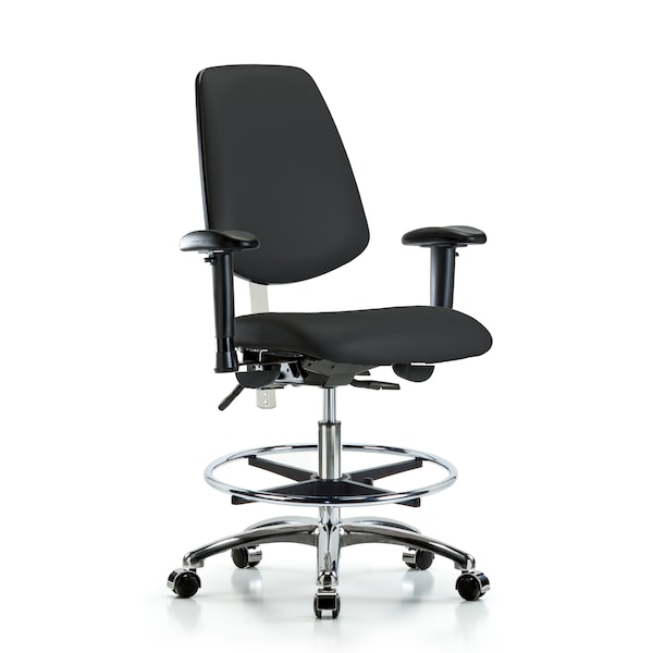 Blue Ridge Ergonomics Clean Room Chair Vin Med Ben Chair, Med, Bk, Blk, CL100, Adjustable Arms, 22" to 29" Height, Vinyl BR-NCR-VMBCH-MB-CR-T0-A1-CF-CC-8540 - main