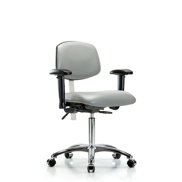 Blue Ridge Ergonomics Clean Room Chair Med Ben Chair, Vin, Chrm, AA, Cast, Dov, CL100, Adjustable Arms, 22" to 29" Height, Dove BR-NCR-VMBCH-CR-T0-A1-NF-CC-8567 - main