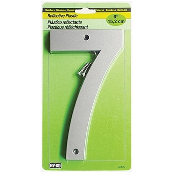 Hy-Ko 30800 Series Reflective Sign, Character 7, 6 in H Character, BlackSilver Character, Plastic 30807 - main