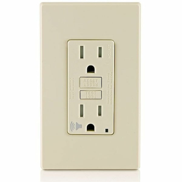 Leviton Self-Test Audible GFCI Receptacle, 15 Amp, 125 Volt, 5-15R NEMA GFTA1-T - main